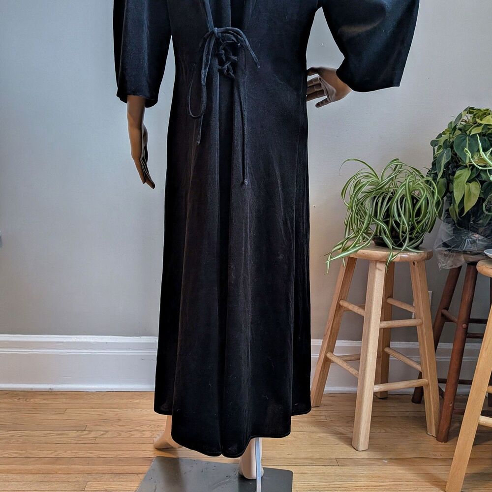 Vintage 90s Ultra Velvet Maxi Dress Lace Collar Wednesday Adams Plus Size 18W - Picture 7 of 11